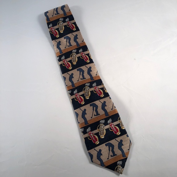 Zianetti Italian Silk Neck Tie Golfers Golf Bags - Picture 4 of 4